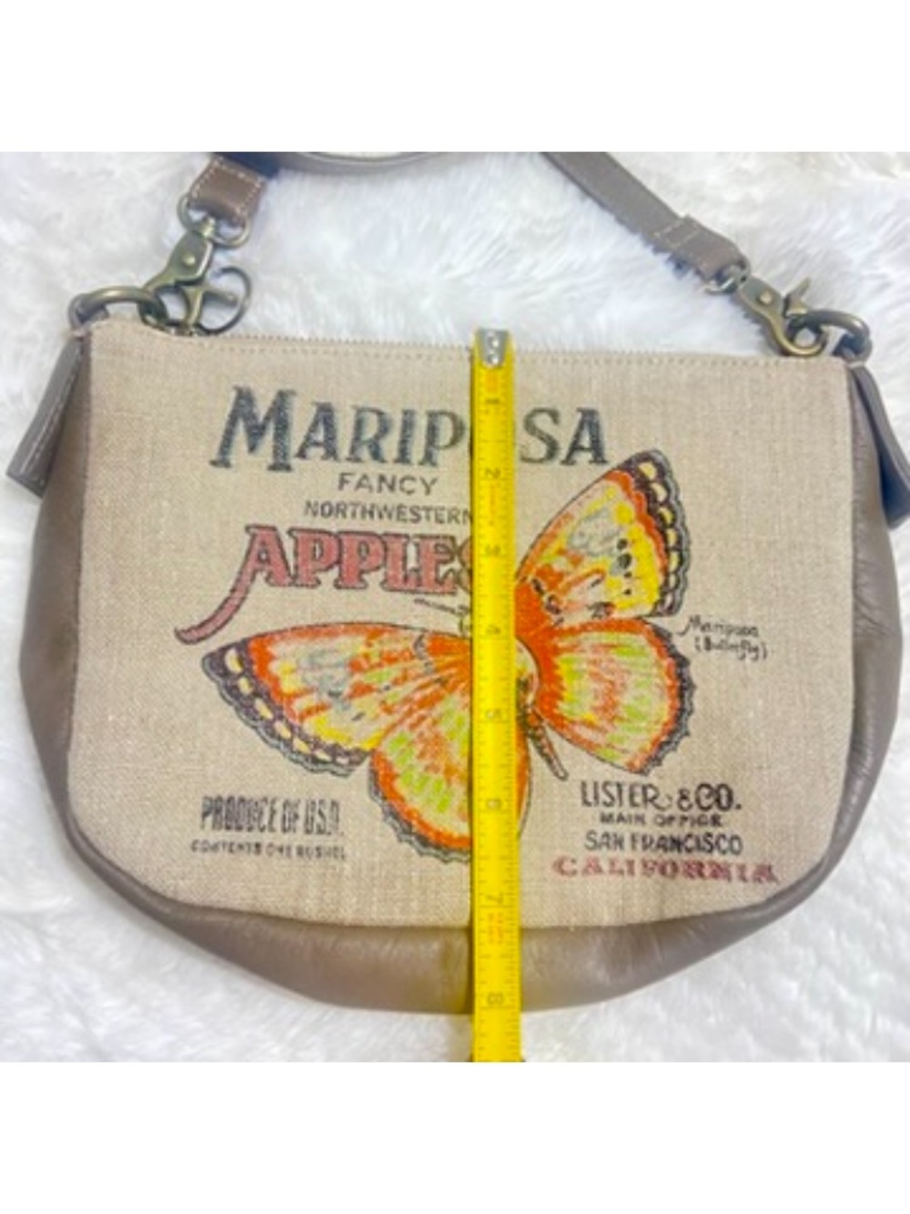 Agnes America Glory Mariposa Beige and Brown Crossbody Bag with Butterfly Design - Picture 11 of 11